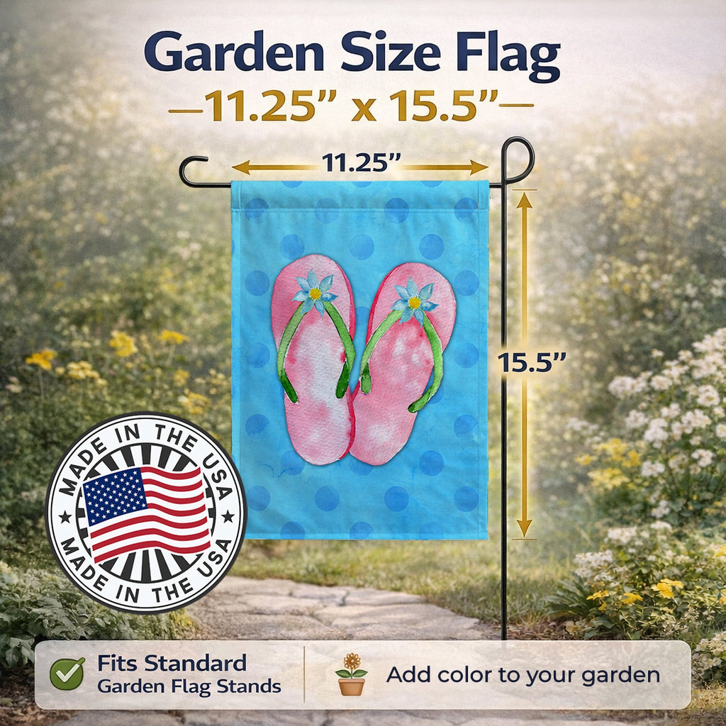 Pink Flip Flops Blue Polkadot Garden Flag Mailbox Decorative Yard Banner Outside Patio Artwork for Flower Beds, Garden Size, Multicolor
