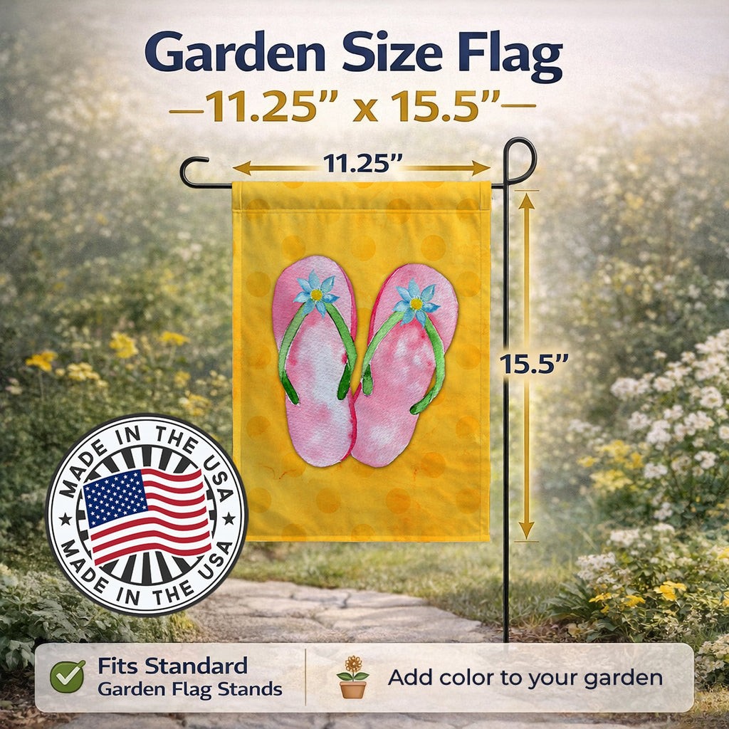 Pink Flip Flops Yellow Polkadot Garden Flag Mailbox Decorative Yard Banner Outside Patio Artwork for Flower Beds, Garden Size, Multicolor