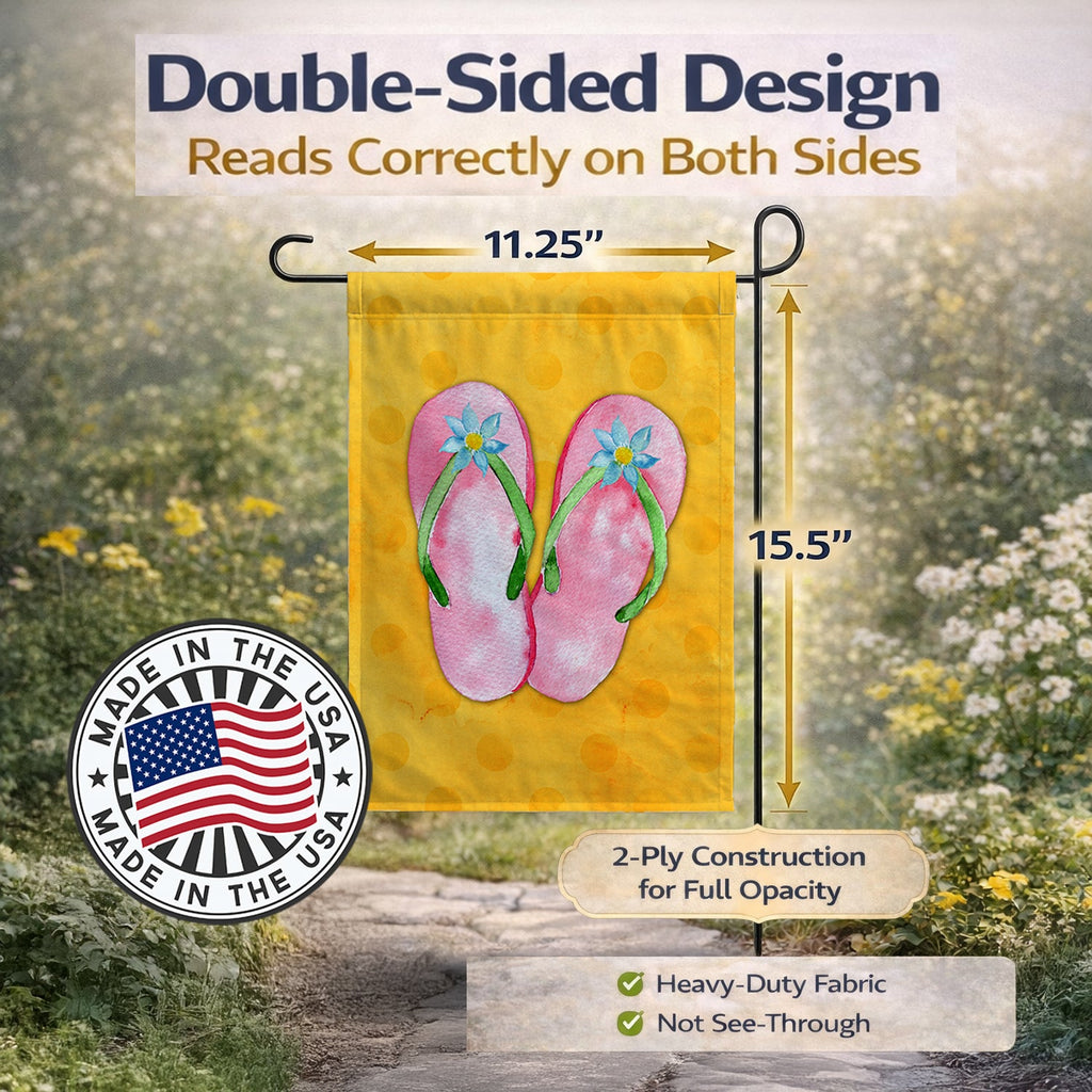 Pink Flip Flops Yellow Polkadot Garden Flag Mailbox Decorative Yard Banner Outside Patio Artwork for Flower Beds, Garden Size, Multicolor