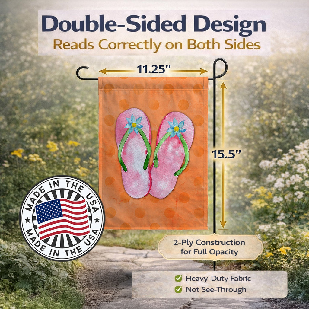 Pink Flip Flops Orange Polkadot Garden Flag Mailbox Decorative Yard Banner Outside Patio Artwork for Flower Beds, Garden Size, Multicolor