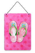 Pink Flip Flops Pink Polkadot Wall or Door Hanging Prints Aluminum Metal Sign Kitchen Wall Bar Bathroom Plaque Home Decor Front Door Plaque, 12x16, Multicolor