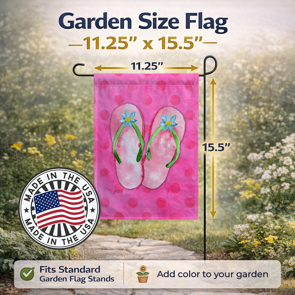 Pink Flip Flops Pink Polkadot Garden Flag Mailbox Decorative Yard Banner Outside Patio Artwork for Flower Beds, Garden Size, Multicolor