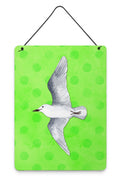 Sea Gull Green Polkadot Wall or Door Hanging Prints Aluminum Metal Sign Kitchen Wall Bar Bathroom Plaque Home Decor Front Door Plaque, 12x16, Multicolor