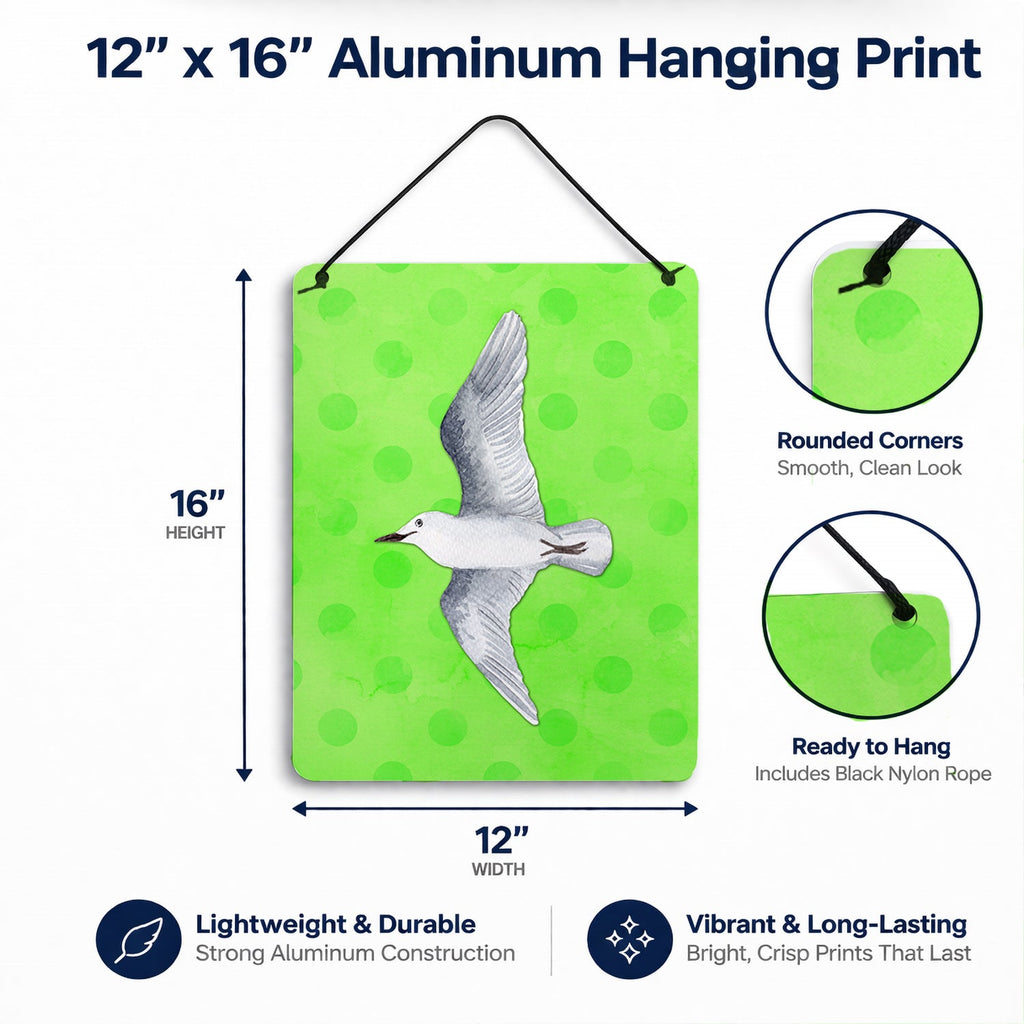 Sea Gull Green Polkadot Wall or Door Hanging Prints Aluminum Metal Sign Kitchen Wall Bar Bathroom Plaque Home Decor Front Door Plaque, 12x16, Multicolor