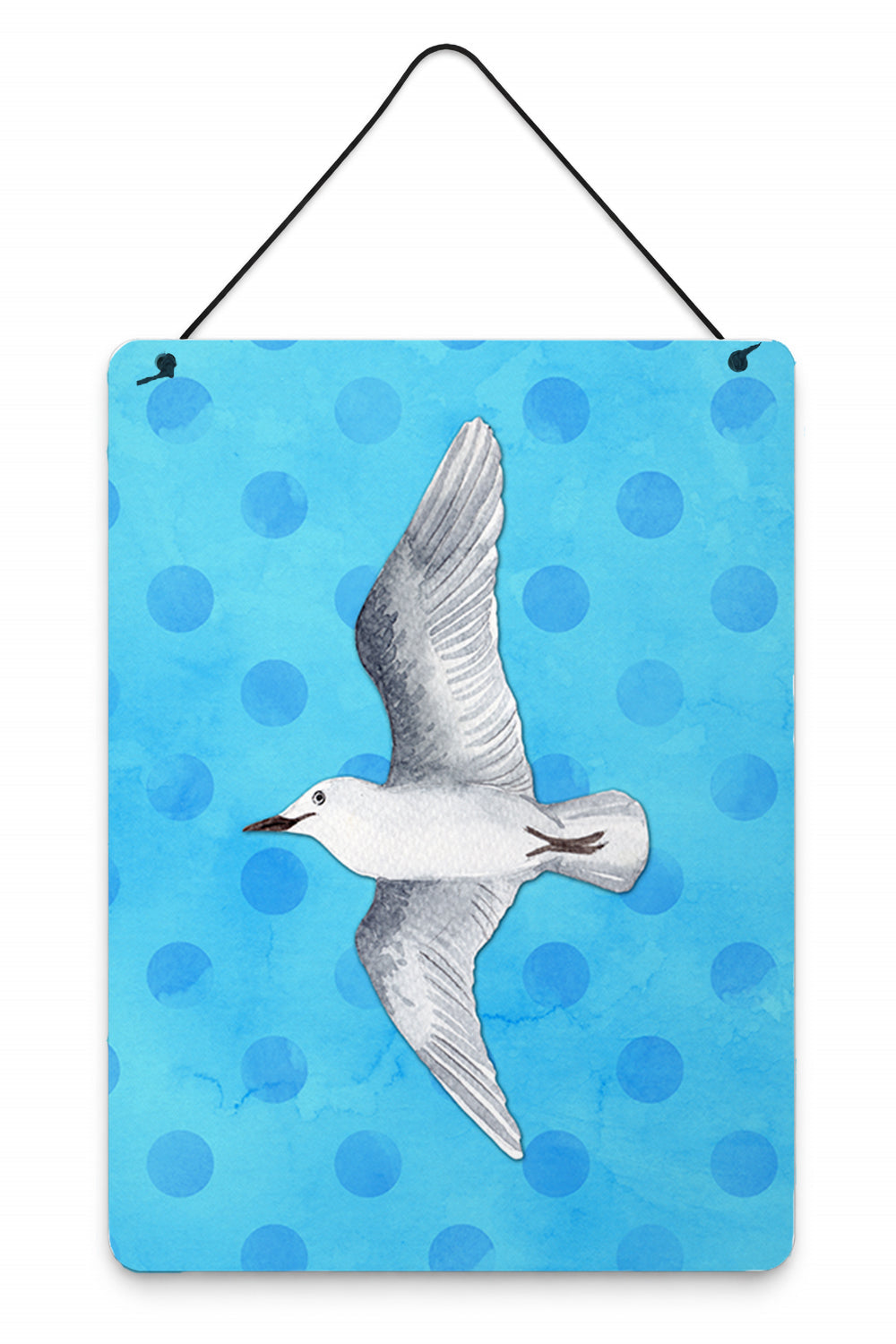 Sea Gull Blue Polkadot Wall or Door Hanging Prints Aluminum Metal Sign Kitchen Wall Bar Bathroom Plaque Home Decor Front Door Plaque, 12x16, Multicolor