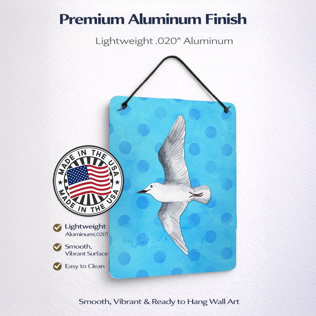 Sea Gull Blue Polkadot Wall or Door Hanging Prints Aluminum Metal Sign Kitchen Wall Bar Bathroom Plaque Home Decor Front Door Plaque, 12x16, Multicolor