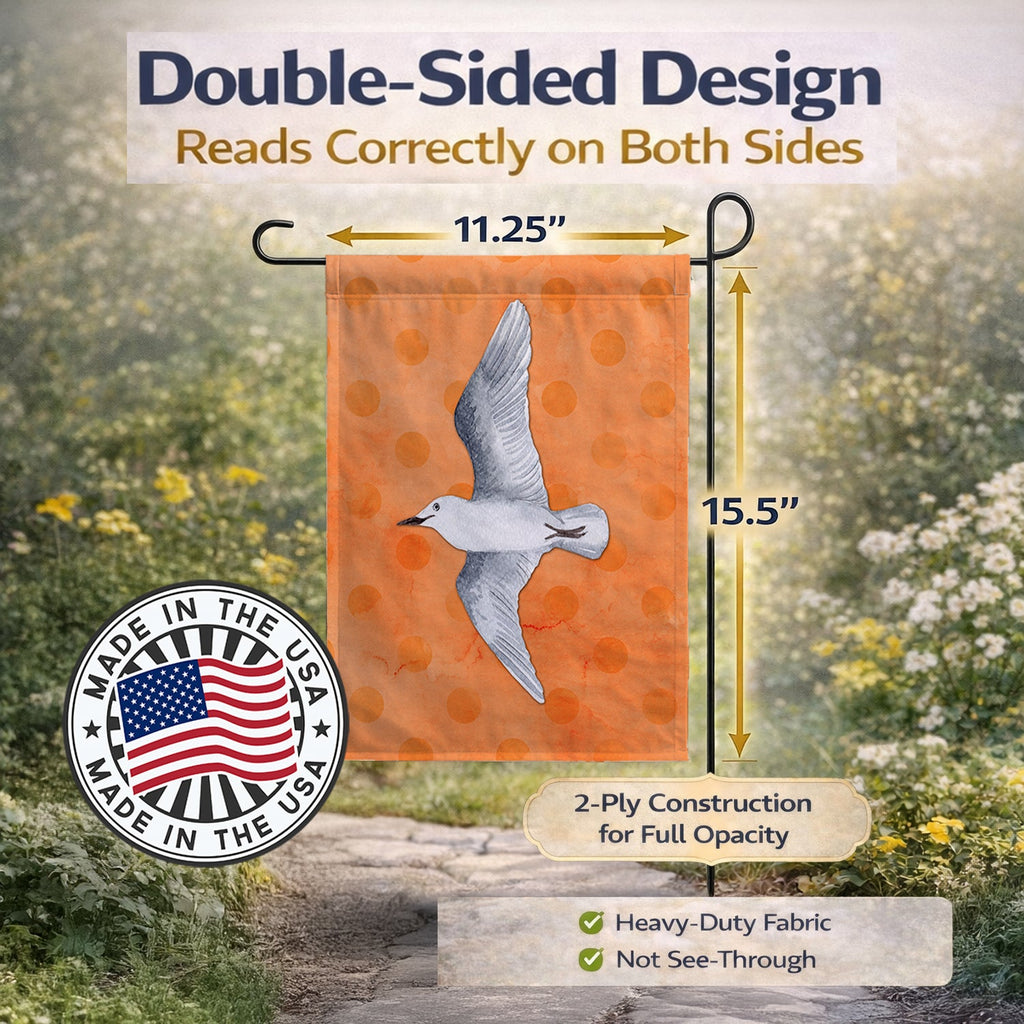 Sea Gull Orange Polkadot Garden Flag Mailbox Decorative Yard Banner Outside Patio Artwork for Flower Beds, Garden Size, Multicolor