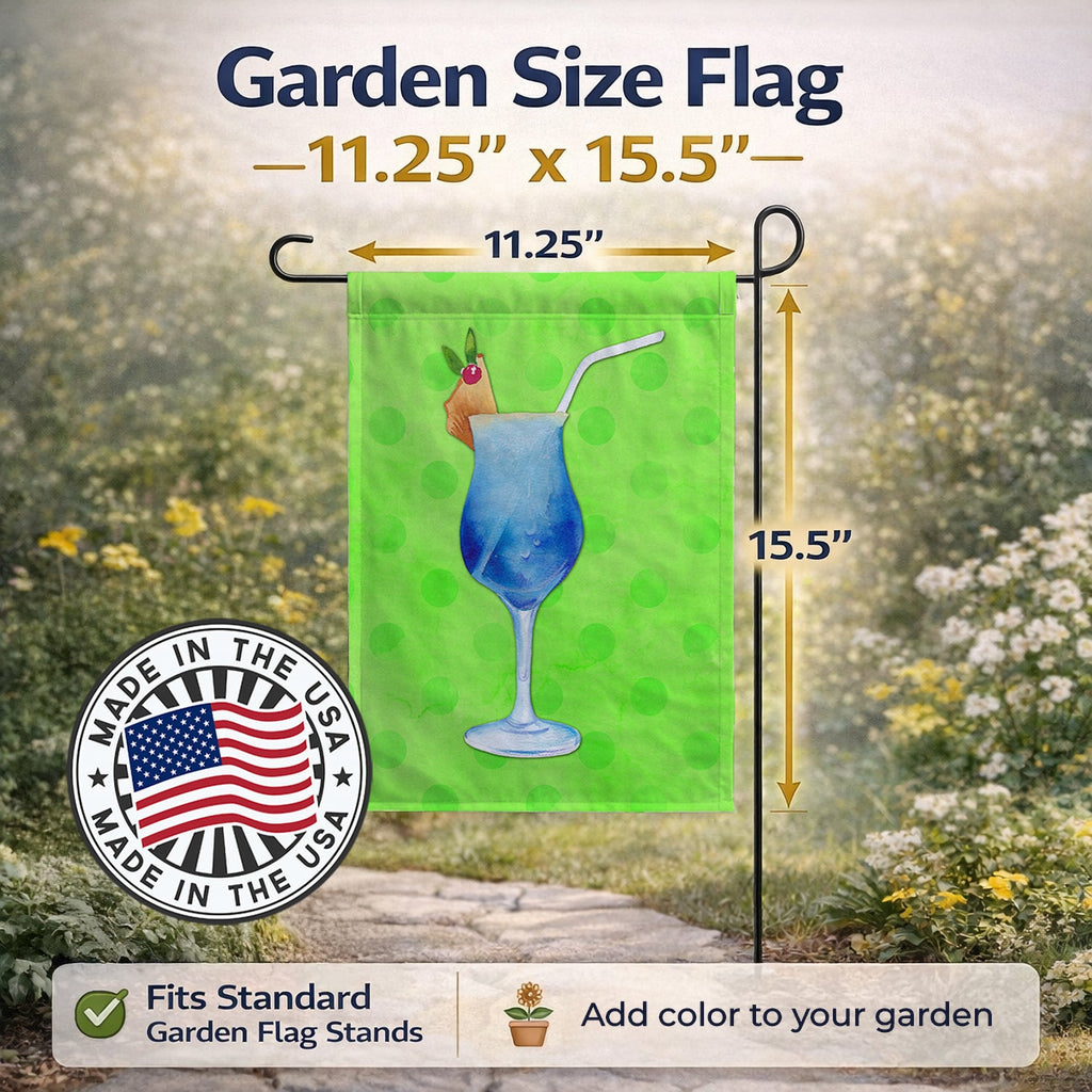 Summer Cocktail Green Polkadot Garden Flag Mailbox Decorative Yard Banner Outside Patio Artwork for Flower Beds, Garden Size, Multicolor