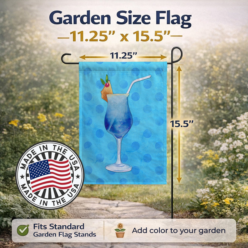 Summer Cocktail Blue Polkadot Garden Flag Mailbox Decorative Yard Banner Outside Patio Artwork for Flower Beds, Garden Size, Multicolor