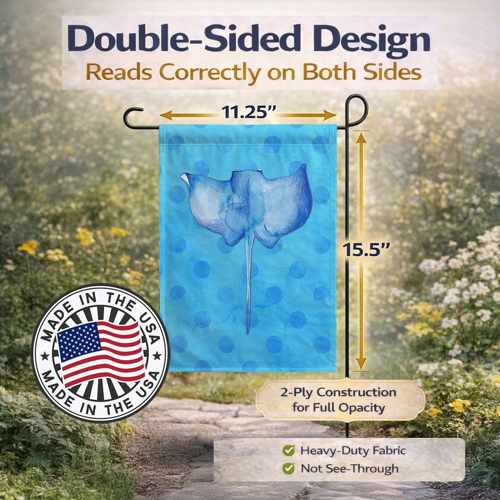 Sting Ray Blue Polkadot Garden Flag Mailbox Decorative Yard Banner Outside Patio Artwork for Flower Beds, Garden Size, Multicolor