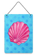 Pink Sea Shell Blue Polkadot Wall or Door Hanging Prints Aluminum Metal Sign Kitchen Wall Bar Bathroom Plaque Home Decor Front Door Plaque, 12x16, Multicolor
