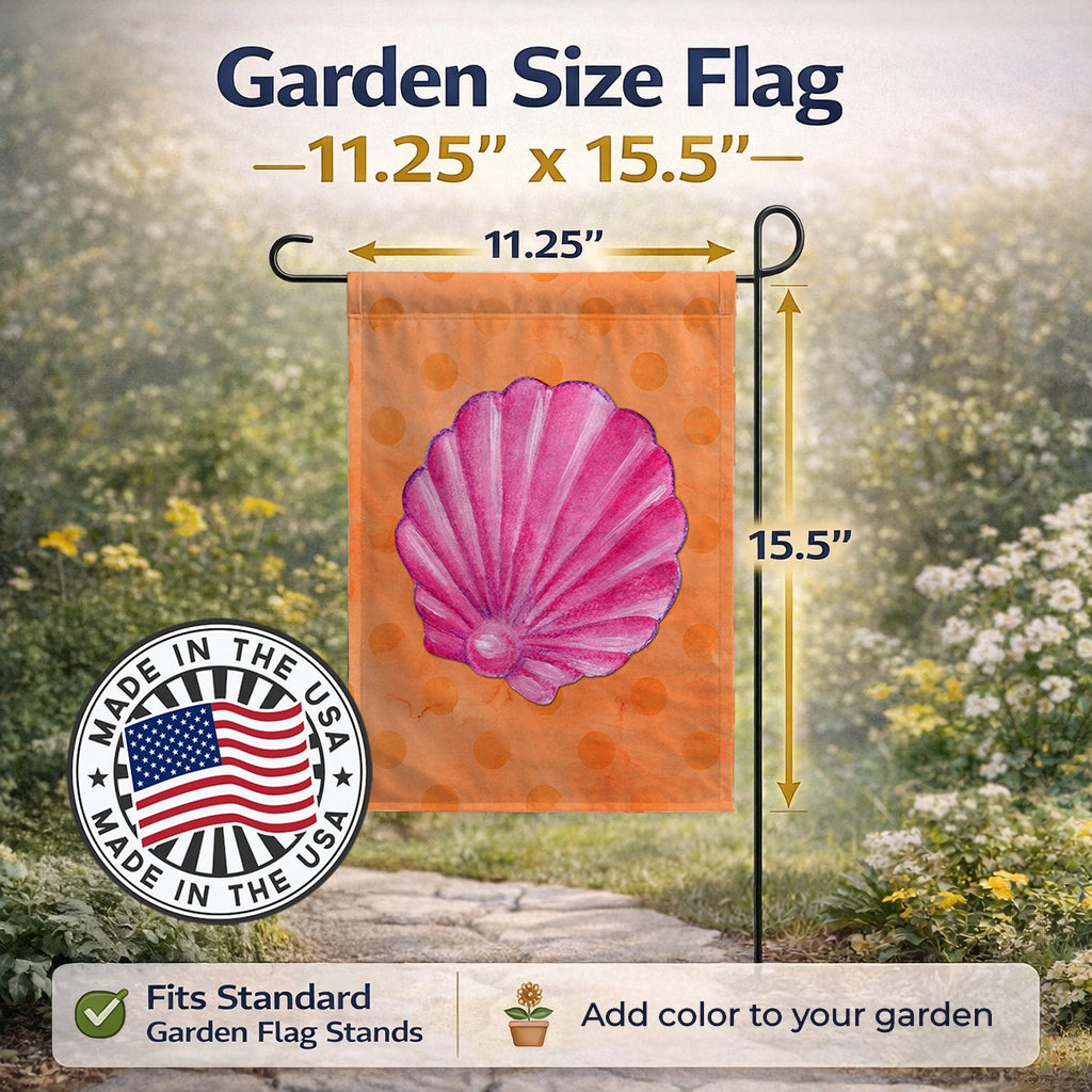 Pink Sea Shell Orange Polkadot Garden Flag Mailbox Decorative Yard Banner Outside Patio Artwork for Flower Beds, Garden Size, Multicolor