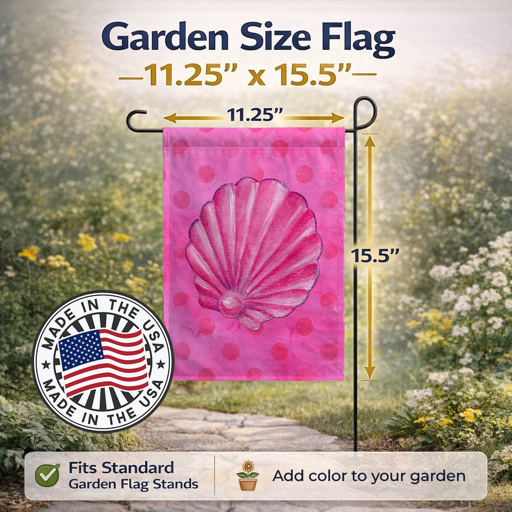 Pink Sea Shell Pink Polkadot Garden Flag Mailbox Decorative Yard Banner Outside Patio Artwork for Flower Beds, Garden Size, Multicolor