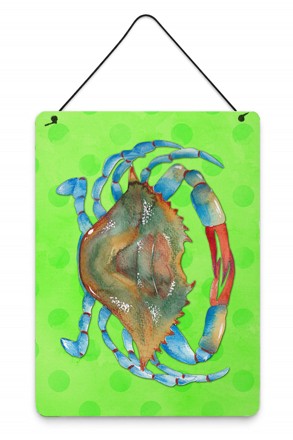 Blue Crab Green Polkadot Wall or Door Hanging Prints Aluminum Metal Sign Kitchen Wall Bar Bathroom Plaque Home Decor Front Door Plaque, 12x16, Multicolor