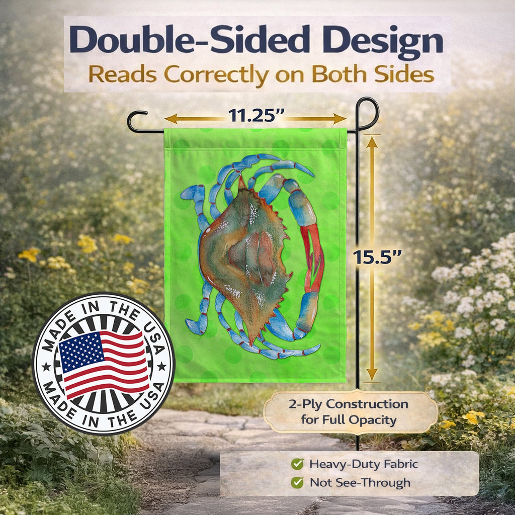 Blue Crab Green Polkadot Garden Flag Mailbox Decorative Yard Banner Outside Patio Artwork for Flower Beds, Garden Size, Multicolor