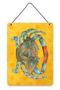 Blue Crab Yellow Polkadot Wall or Door Hanging Prints Aluminum Metal Sign Kitchen Wall Bar Bathroom Plaque Home Decor Front Door Plaque, 12x16, Multicolor