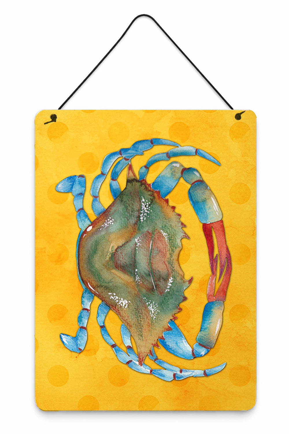 Blue Crab Yellow Polkadot Wall or Door Hanging Prints Aluminum Metal Sign Kitchen Wall Bar Bathroom Plaque Home Decor Front Door Plaque, 12x16, Multicolor