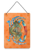 Blue Crab Orange Polkadot Wall or Door Hanging Prints Aluminum Metal Sign Kitchen Wall Bar Bathroom Plaque Home Decor Front Door Plaque, 12x16, Multicolor