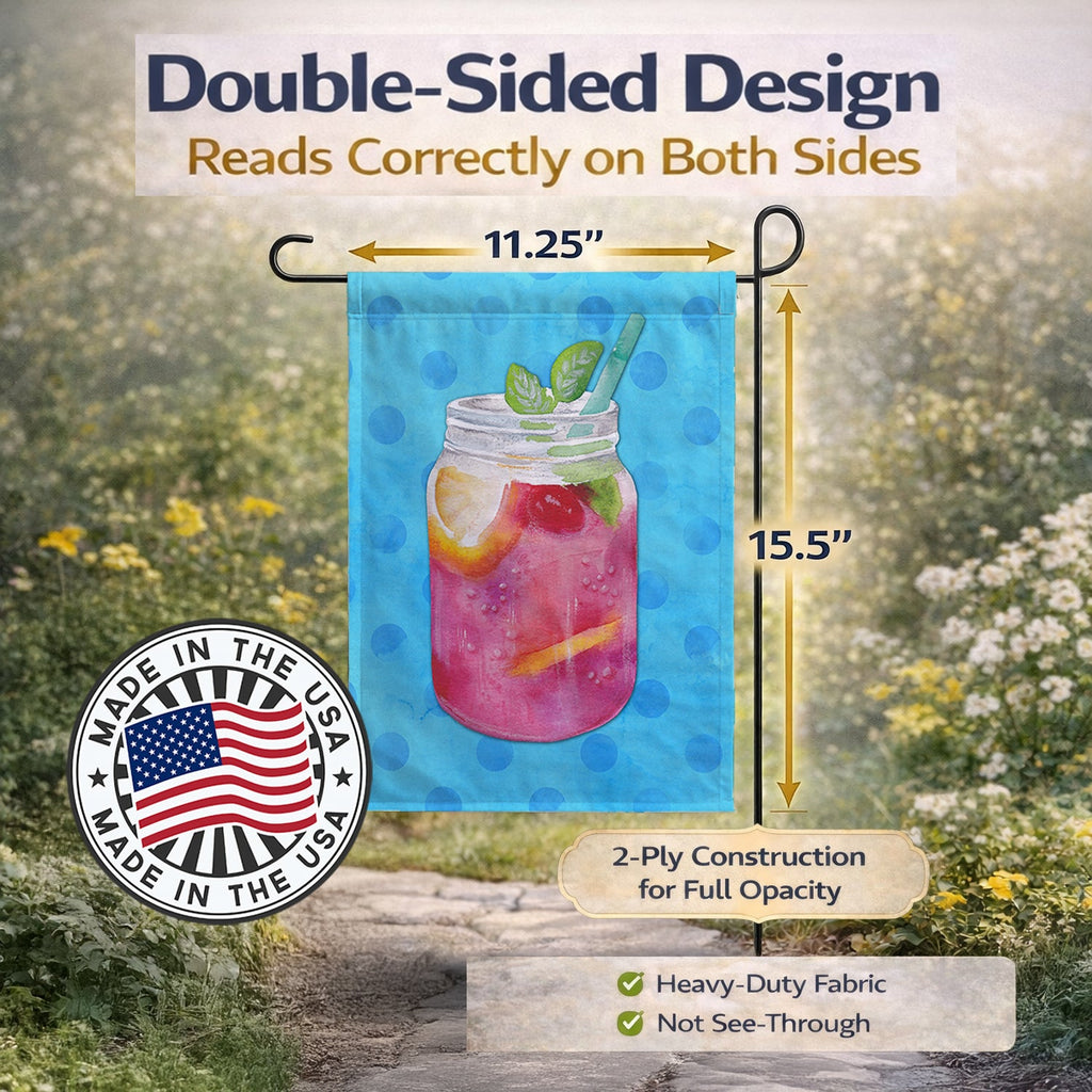 Mason Jar Cocktail Blue Polkadot Garden Flag Mailbox Decorative Yard Banner Outside Patio Artwork for Flower Beds, Garden Size, Multicolor