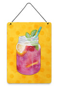 Mason Jar Cocktail Yellow Polkadot Wall or Door Hanging Prints Aluminum Metal Sign Kitchen Wall Bar Bathroom Plaque Home Decor Front Door Plaque, 12x16, Multicolor