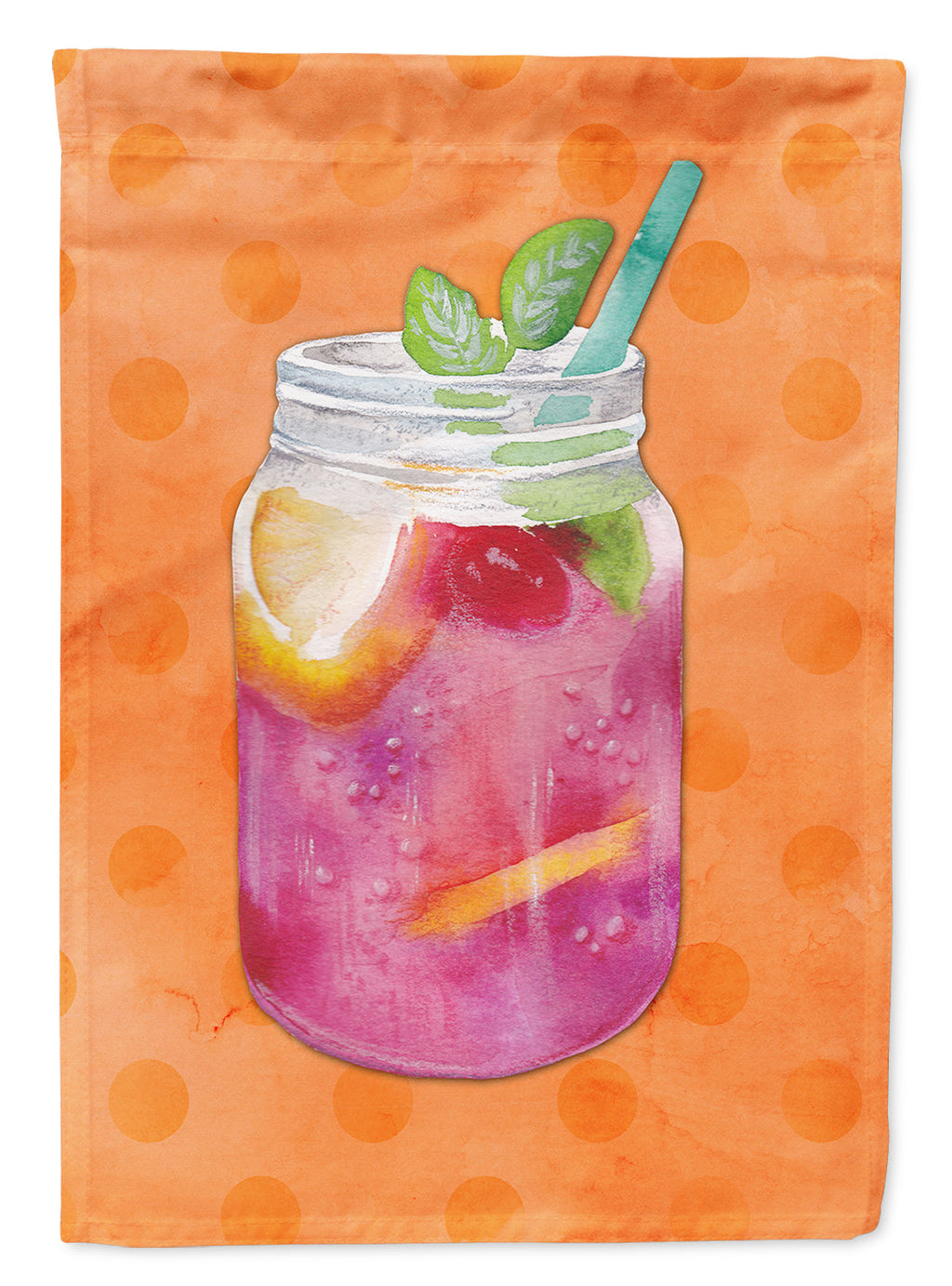 Mason Jar Cocktail Orange Polkadot Garden Flag Mailbox Decorative Yard Banner Outside Patio Artwork for Flower Beds, Garden Size, Multicolor
