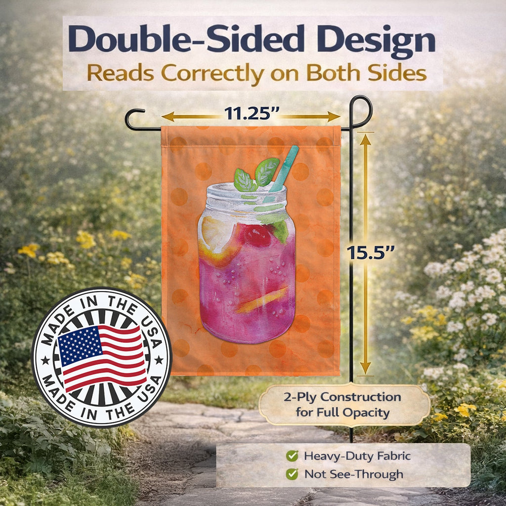Mason Jar Cocktail Orange Polkadot Garden Flag Mailbox Decorative Yard Banner Outside Patio Artwork for Flower Beds, Garden Size, Multicolor