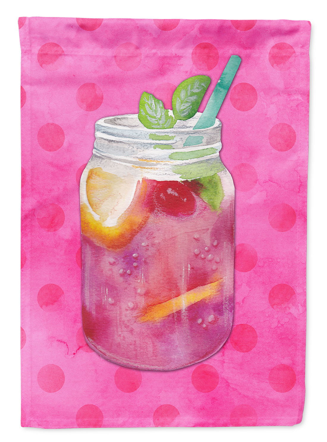 Mason Jar Cocktail Pink Polkadot Garden Flag Mailbox Decorative Yard Banner Outside Patio Artwork for Flower Beds, Garden Size, Multicolor