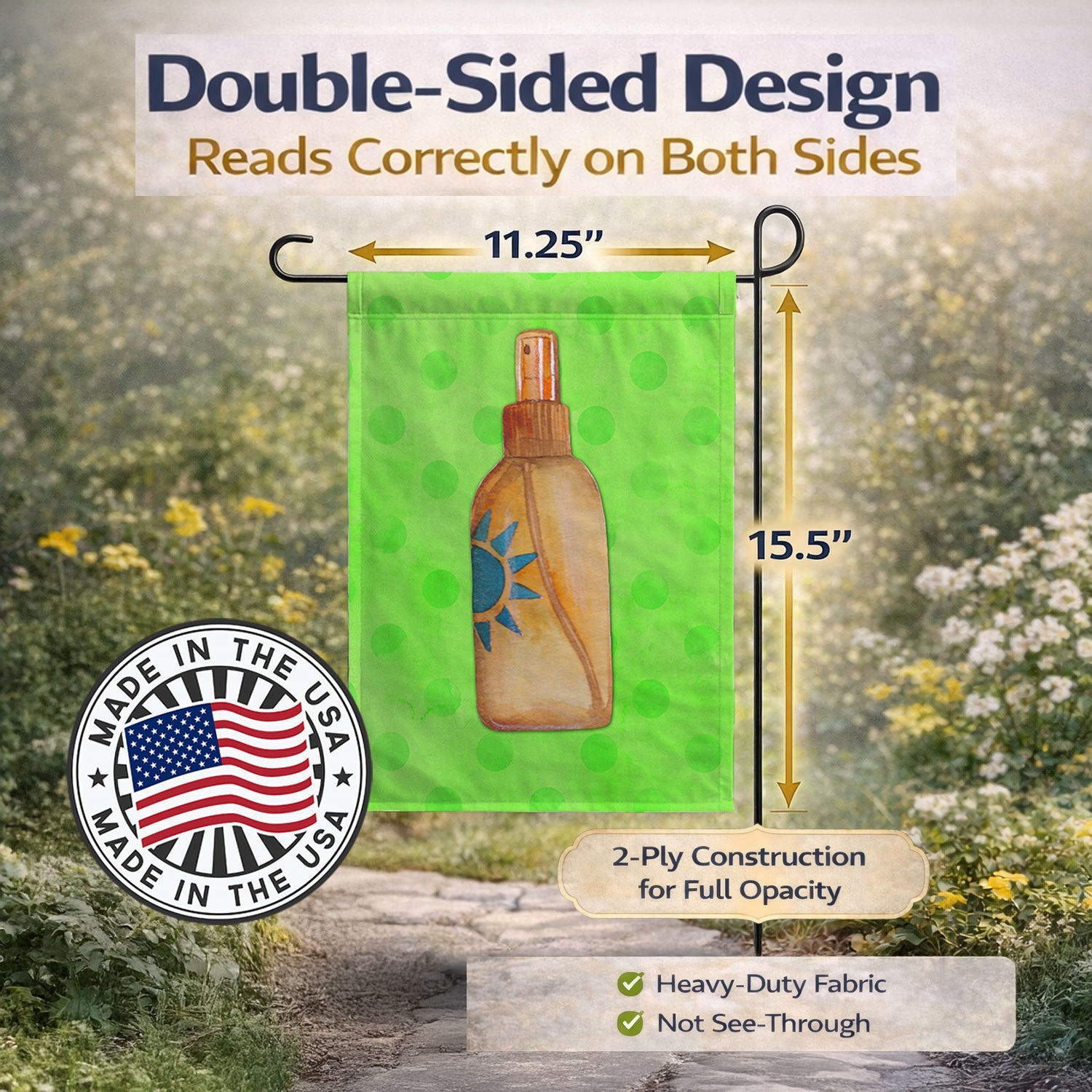 Message in a Bottle Green Polkadot Garden Flag Mailbox Decorative Yard Banner Outside Patio Artwork for Flower Beds, Garden Size, Multicolor