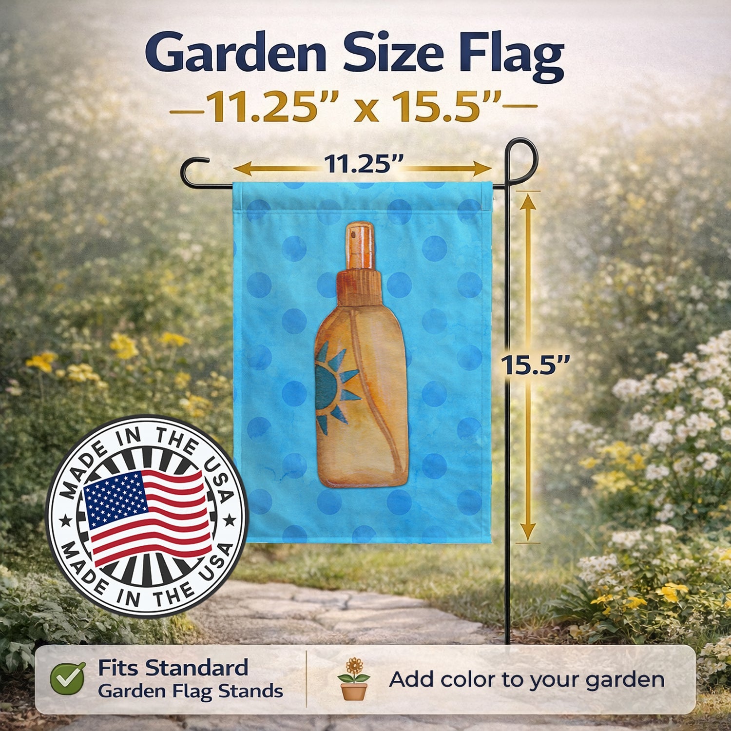 Message in a Bottle Blue Polkadot Garden Flag Mailbox Decorative Yard Banner Outside Patio Artwork for Flower Beds, Garden Size, Multicolor