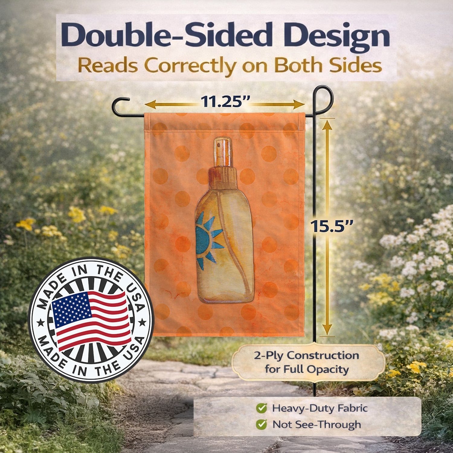 Message in a Bottle Orange Polkadot Garden Flag Mailbox Decorative Yard Banner Outside Patio Artwork for Flower Beds, Garden Size, Multicolor