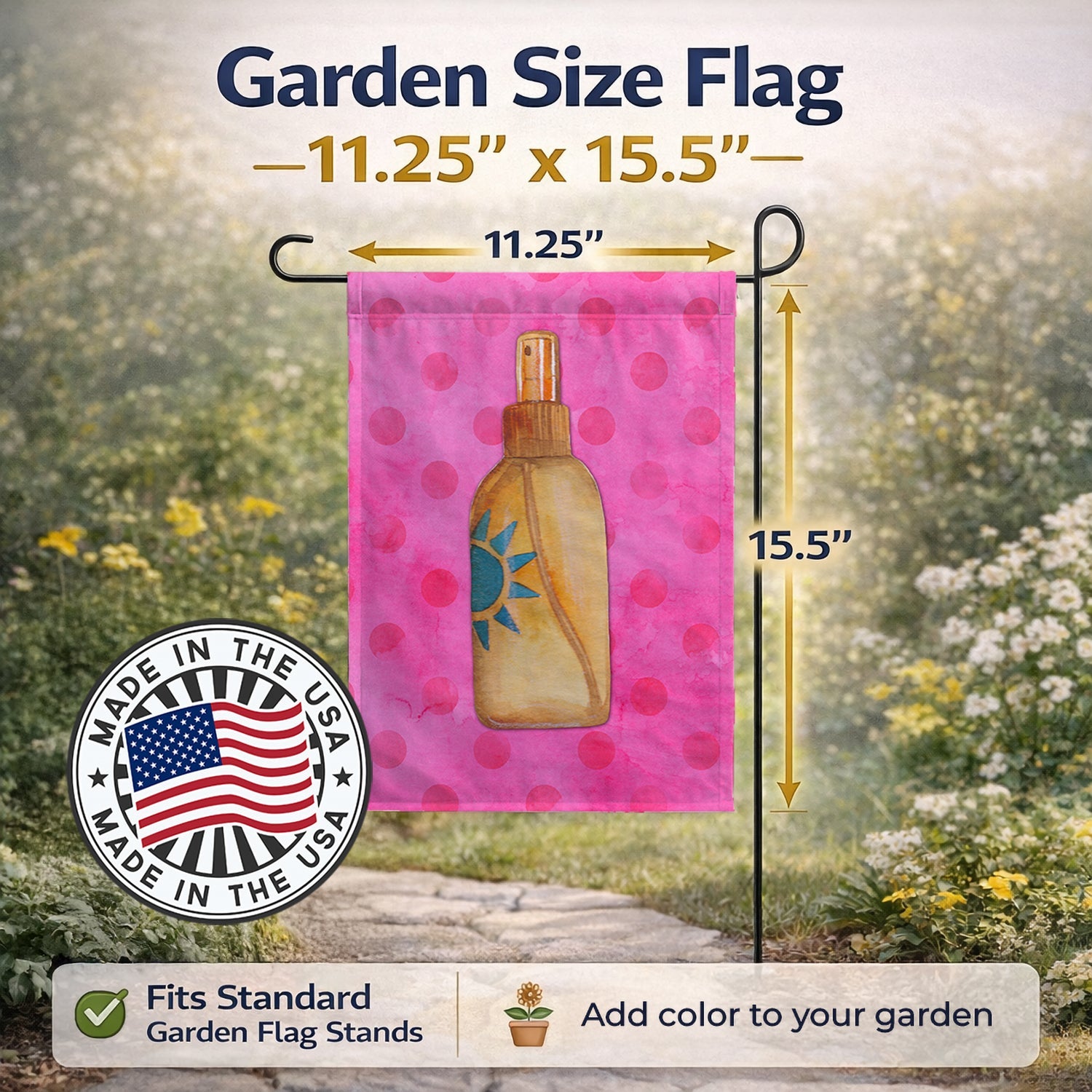Message in a Bottle Pink Polkadot Garden Flag Mailbox Decorative Yard Banner Outside Patio Artwork for Flower Beds, Garden Size, Multicolor