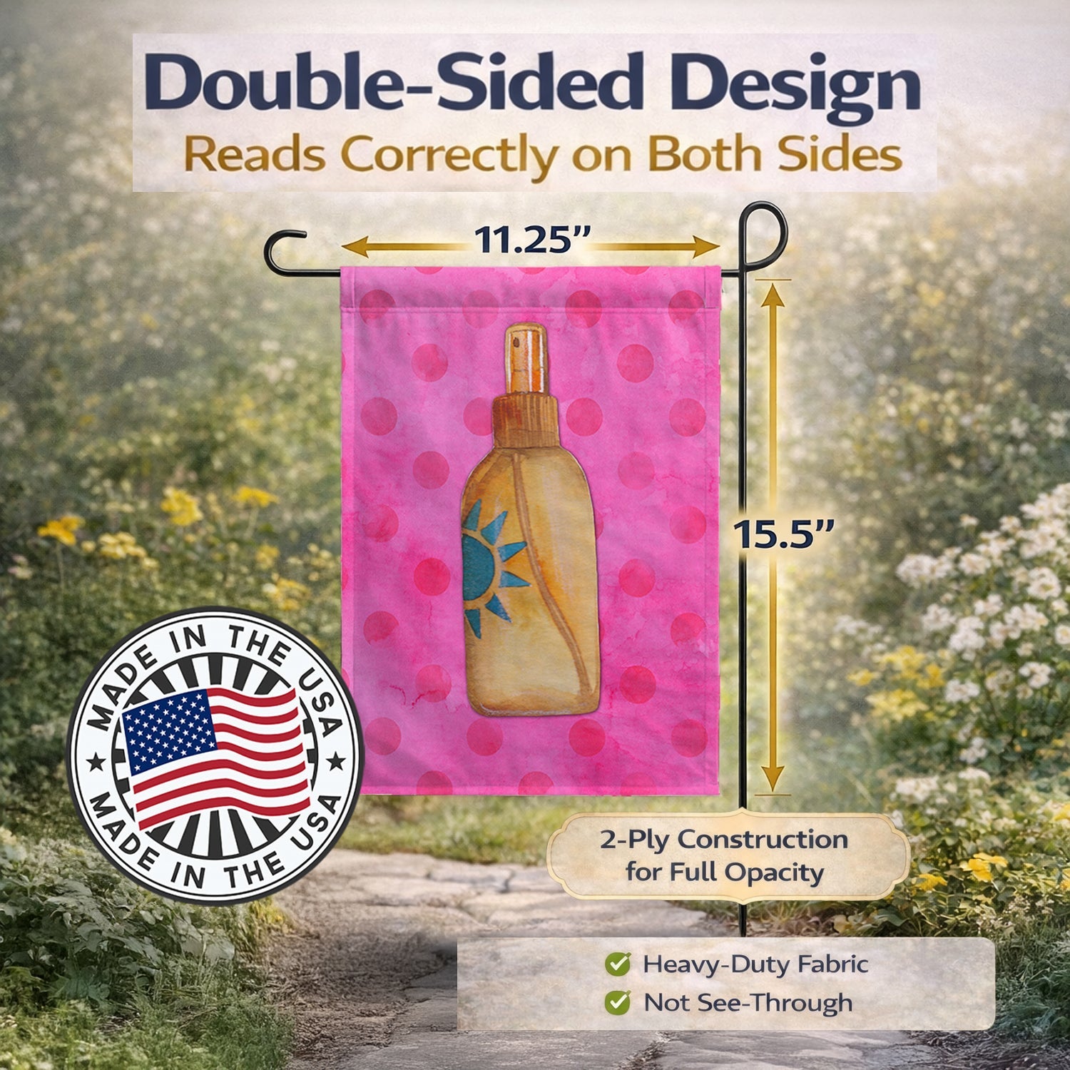 Message in a Bottle Pink Polkadot Garden Flag Mailbox Decorative Yard Banner Outside Patio Artwork for Flower Beds, Garden Size, Multicolor