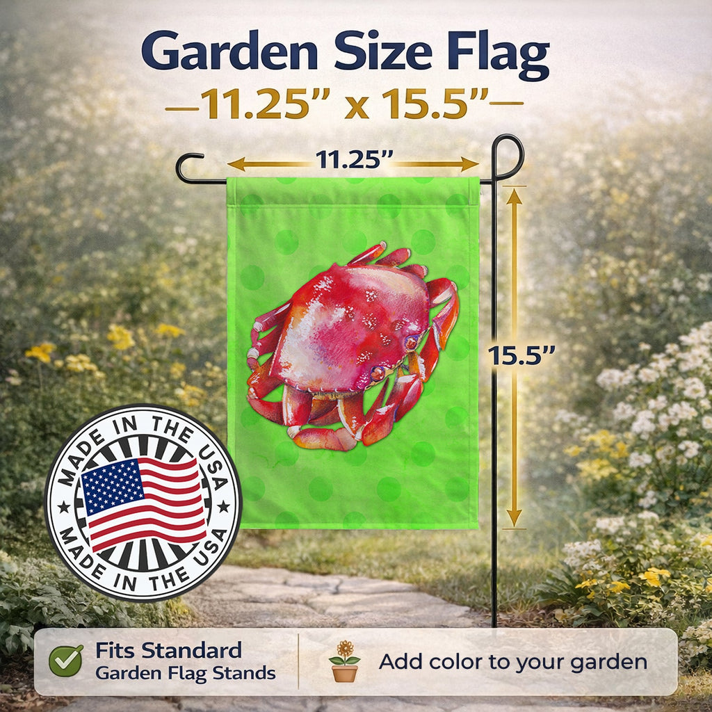 Crab Green Polkadot Garden Flag Mailbox Decorative Yard Banner Outside Patio Artwork for Flower Beds, Garden Size, Multicolor