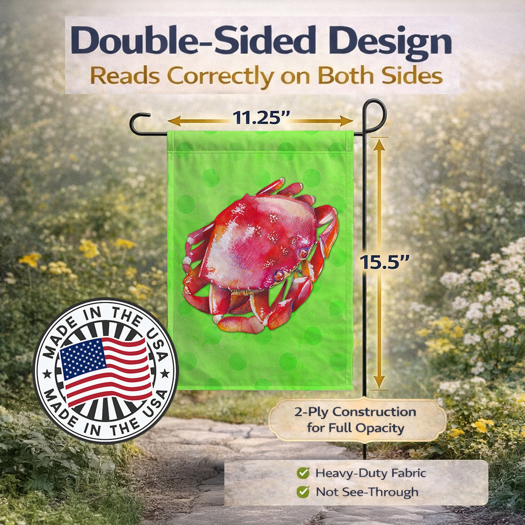 Crab Green Polkadot Garden Flag Mailbox Decorative Yard Banner Outside Patio Artwork for Flower Beds, Garden Size, Multicolor