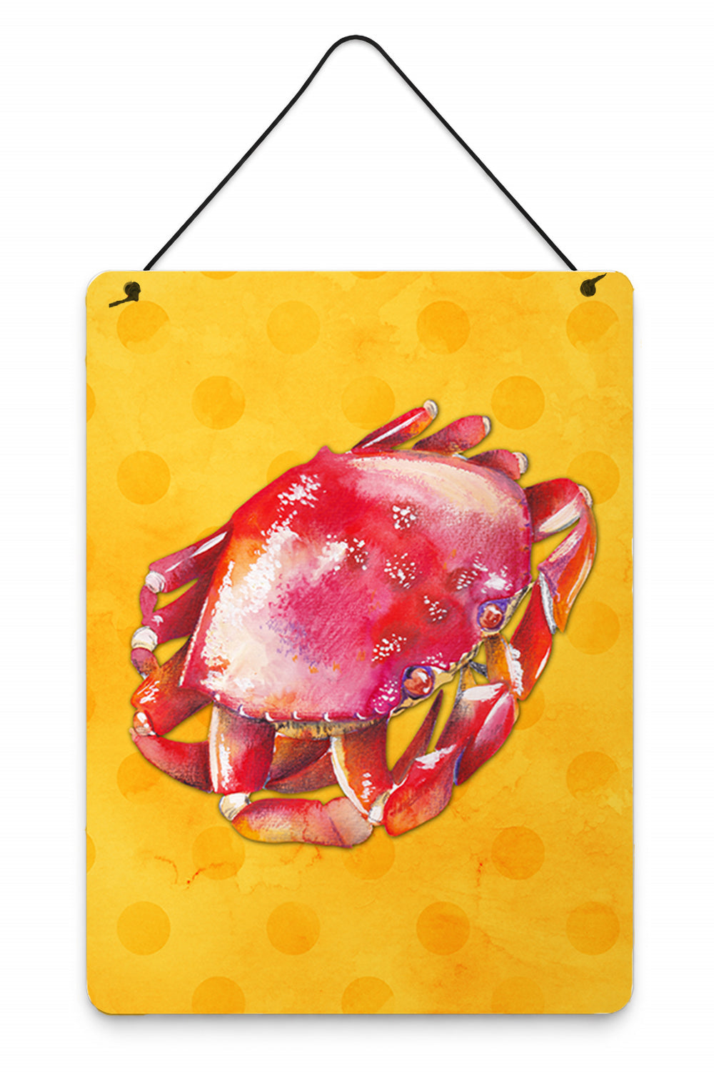 Crab Yellow Polkadot Wall or Door Hanging Prints Aluminum Metal Sign Kitchen Wall Bar Bathroom Plaque Home Decor Front Door Plaque, 12x16, Multicolor