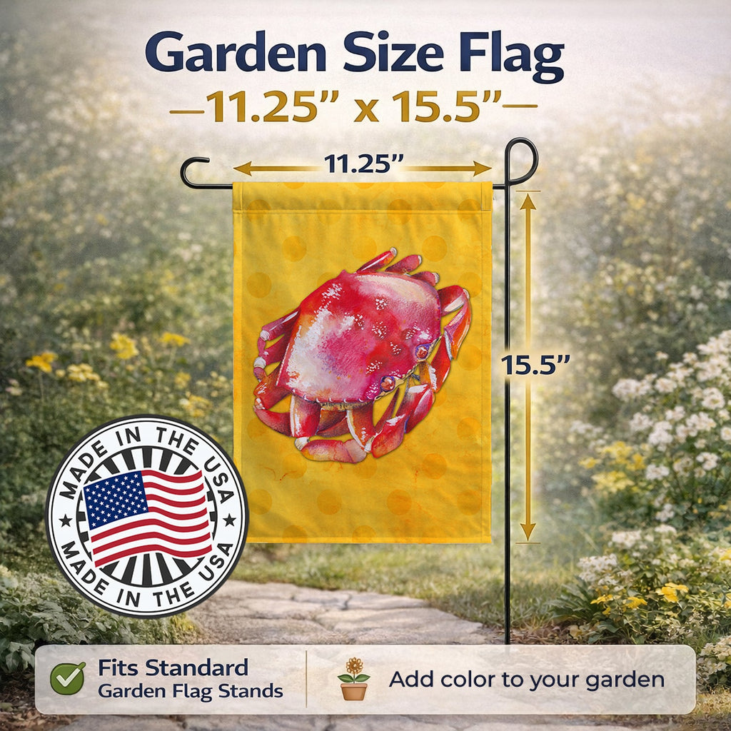 Crab Yellow Polkadot Garden Flag Mailbox Decorative Yard Banner Outside Patio Artwork for Flower Beds, Garden Size, Multicolor