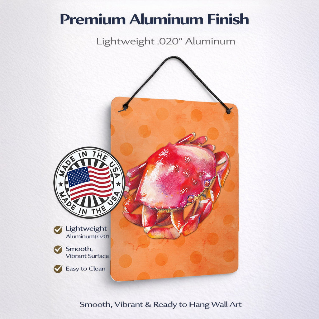 Crab Orange Polkadot Wall or Door Hanging Prints Aluminum Metal Sign Kitchen Wall Bar Bathroom Plaque Home Decor Front Door Plaque, 12x16, Multicolor