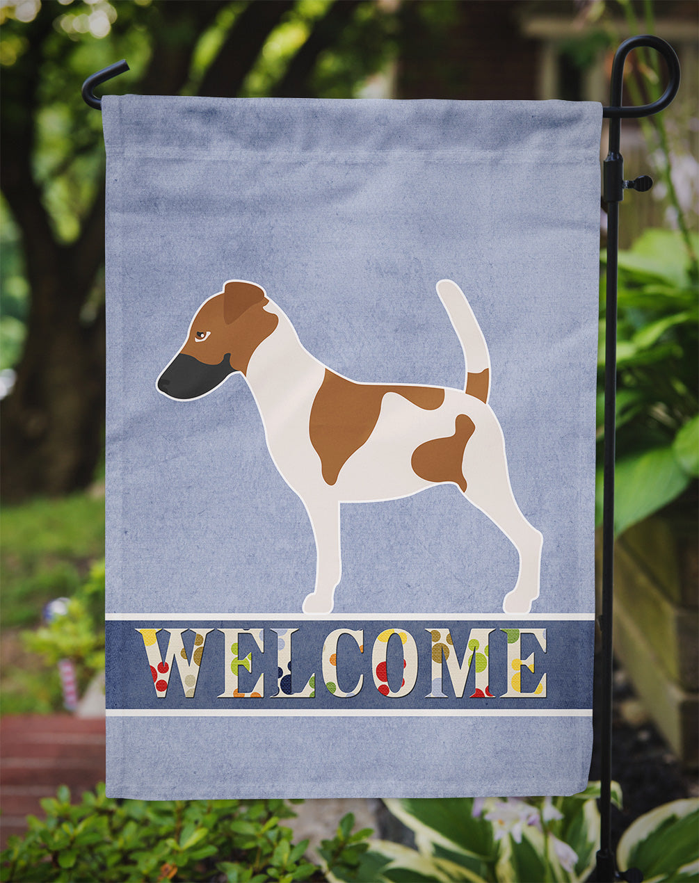 Smooth Fox Terrier Welcome Garden Flag Mailbox Decorative Yard Banner Outside Patio Artwork for Flower Beds, Garden Size, Multicolor