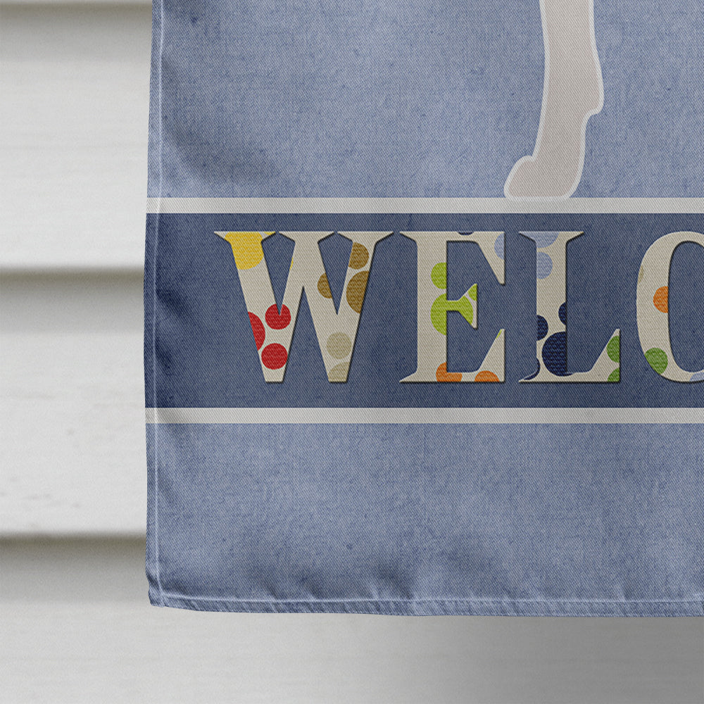 Canaan Dog Welcome House Flag 28x40 Porch Sleeve Pole Decorative Outside Yard Banner Artwork Wall Hanging, Polyester