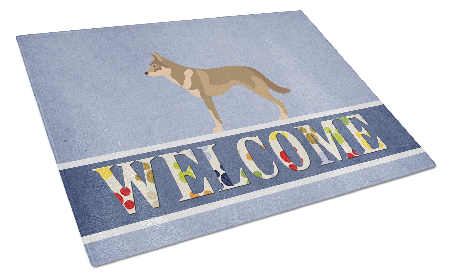 Czechoslovakian Wolfdog Cutting Board Tempered Glass Kitchen Cutting Surface, Heat Resistant Chopping, Non-Slip Feet, Food Prep & Serving