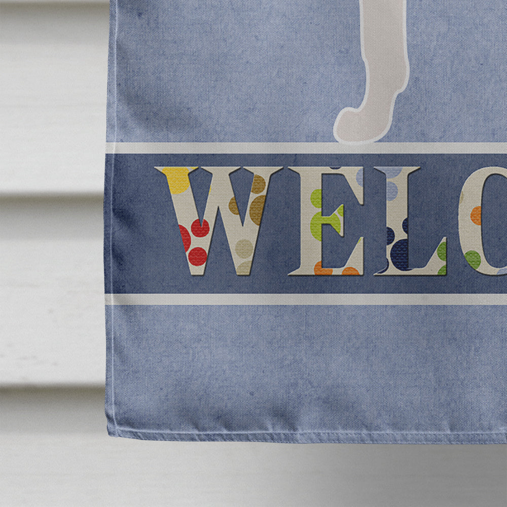 Smooth Collie Welcome House Flag 28x40 Porch Sleeve Pole Decorative Outside Yard Banner Artwork Wall Hanging, Polyester