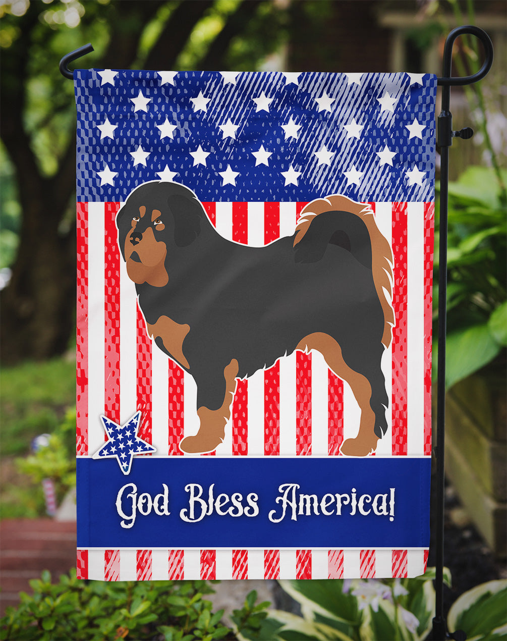 Tibetan Mastiff American Garden Flag Mailbox Decorative Yard Banner Outside Patio Artwork for Flower Beds, Garden Size, Multicolor