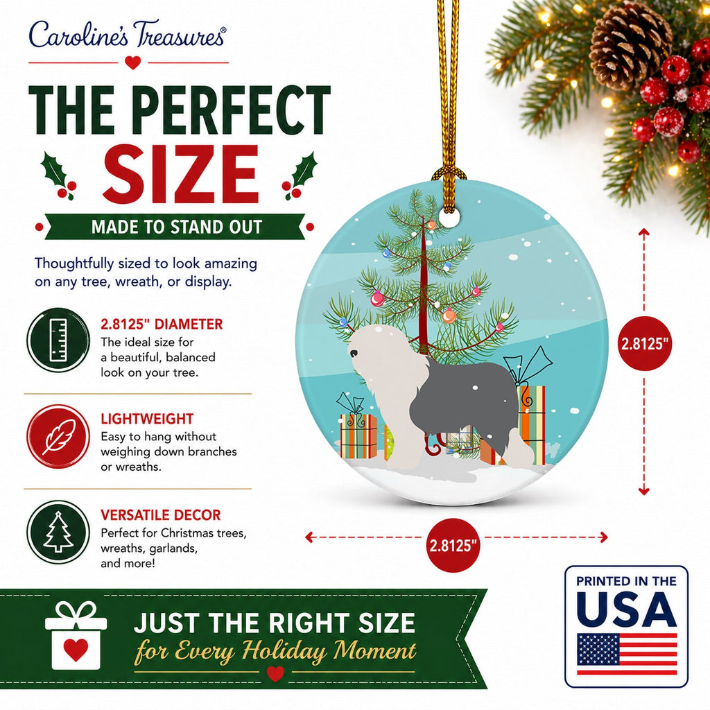 Old English Sheepdog Bobtail Christmas Ceramic Ornament Christmas Tree Hanging Decorations for Home Christmas Holiday, Party, Gift, 3 in, Multicolor