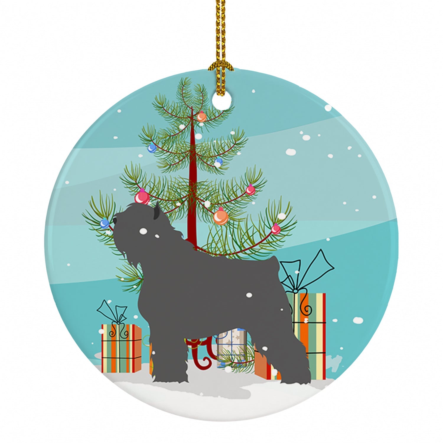Bouvier des Flandres Christmas Ceramic Ornament Christmas Tree Hanging Decorations for Home Christmas Holiday, Party, Gift, 3 in, Multicolor