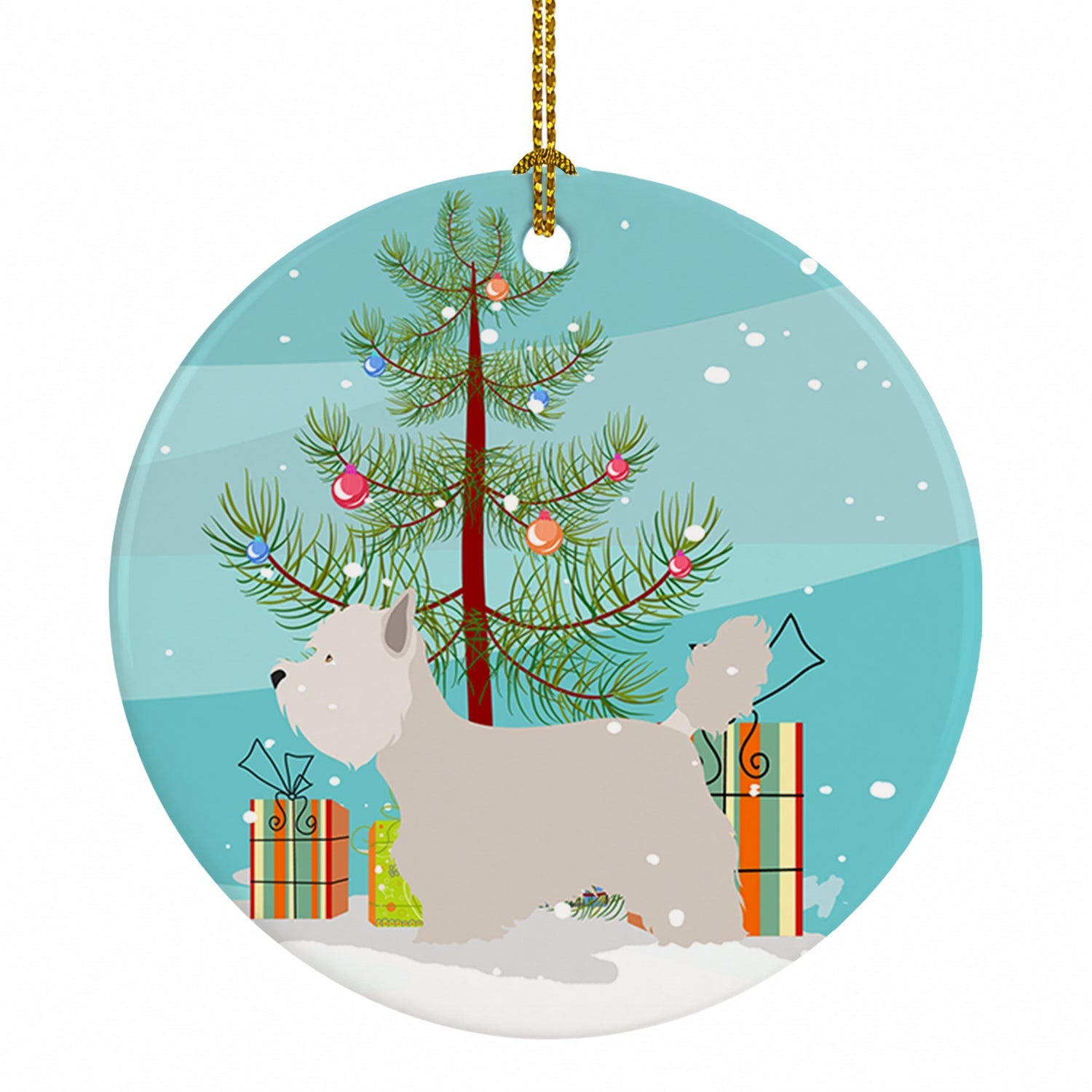 Westie Christmas Ceramic Ornament Christmas Tree Hanging Decorations for Home Christmas Holiday, Party, Gift, 3 in, Multicolor