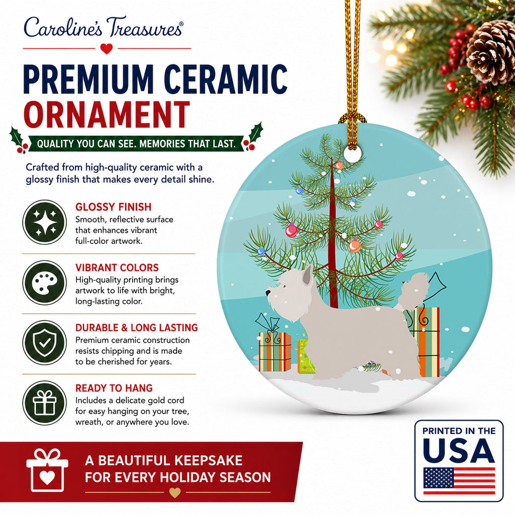 Westie Christmas Ceramic Ornament Christmas Tree Hanging Decorations for Home Christmas Holiday, Party, Gift, 3 in, Multicolor