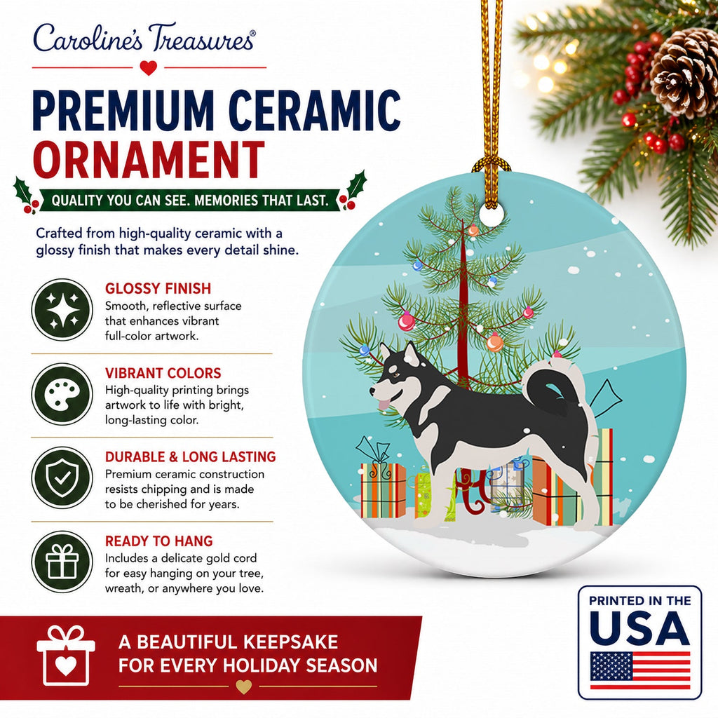 Alaskan Malamute Christmas Ceramic Ornament Christmas Tree Hanging Decorations for Home Christmas Holiday, Party, Gift, 3 in, Multicolor