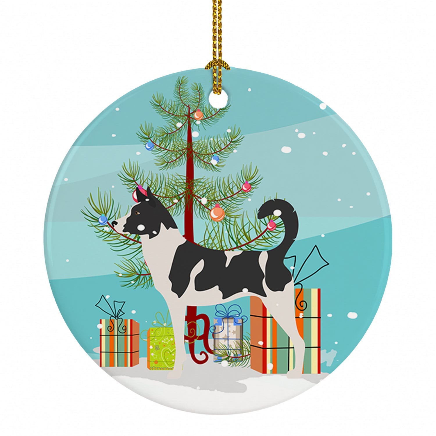 Canaan Dog Christmas Ceramic Ornament Christmas Tree Hanging Decorations for Home Christmas Holiday, Party, Gift, 3 in, Multicolor
