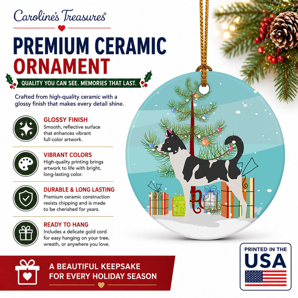 Canaan Dog Christmas Ceramic Ornament Christmas Tree Hanging Decorations for Home Christmas Holiday, Party, Gift, 3 in, Multicolor