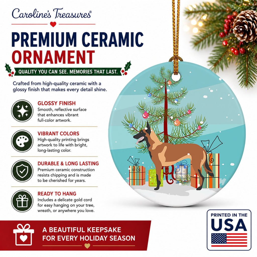 Malinois Belgian Shepherd  Christmas Ceramic Ornament Christmas Tree Hanging Decorations for Home Christmas Holiday, Party, Gift, 3 in, Multicolor